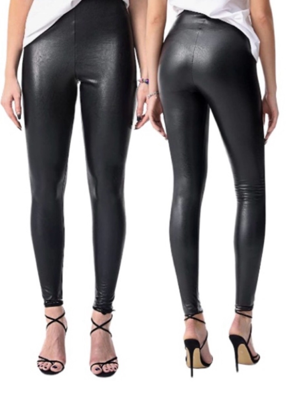 MCEDAR High Waisted Faux Leather Leggings in Black. NWT. Size XS